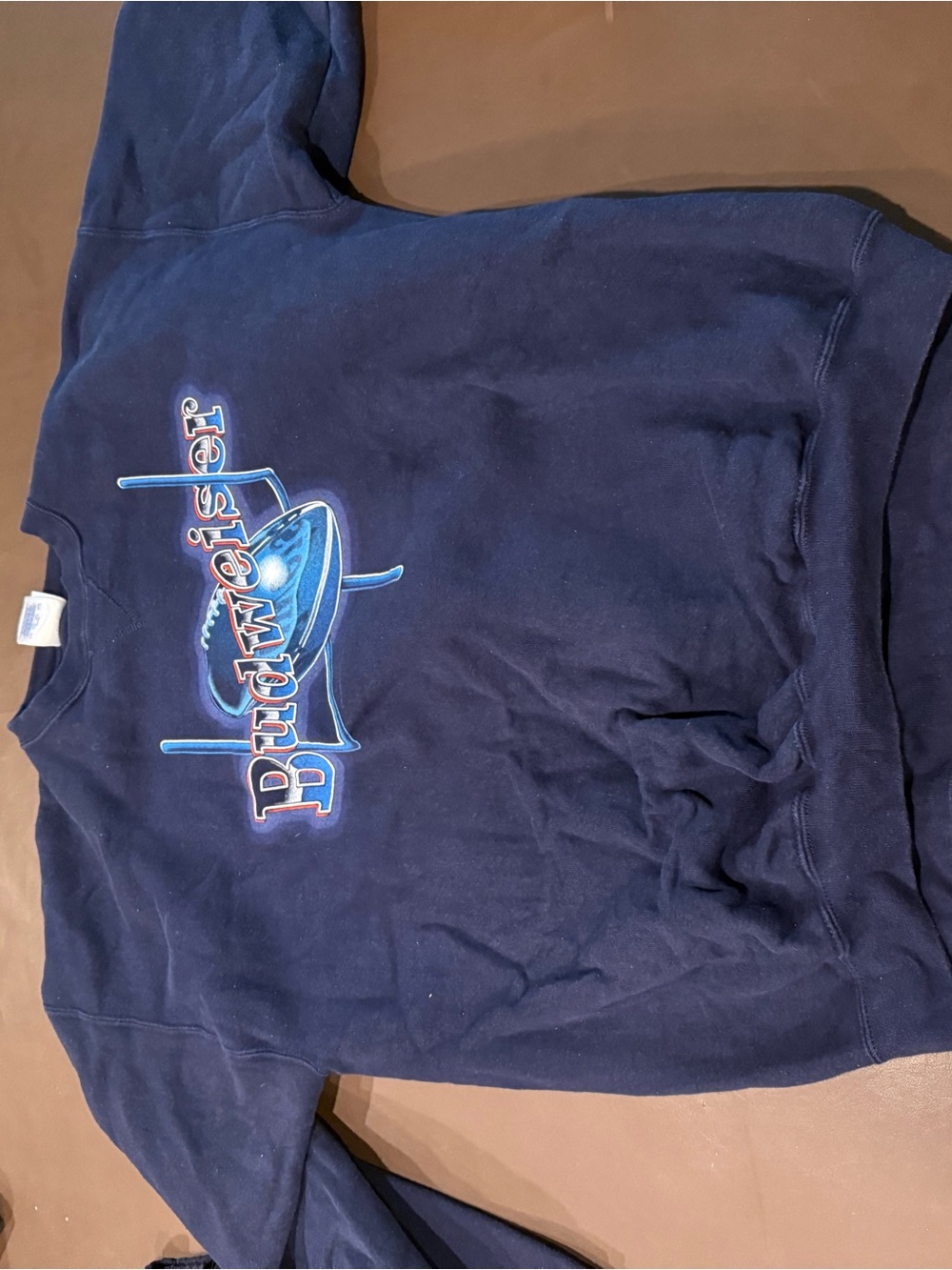 Budweiser Navy Blue Crewneck with Tag Detail